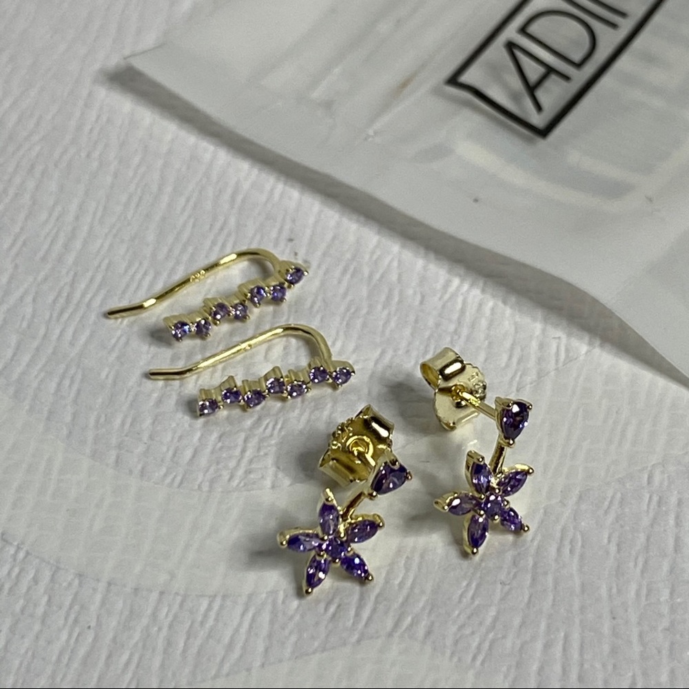 ADINAS PASTEL FLOWER X EAR CLIMBER COMBO EARRINGS